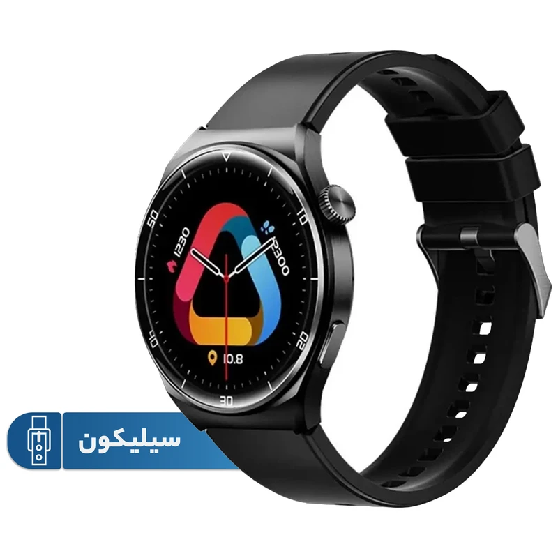 ساعت هوشمند کیو سی وای مدل GT2 با صفحه نمایش 1.43 اینچ AMOLED، بدنه آلیاژ روی، بند سیلیکونی